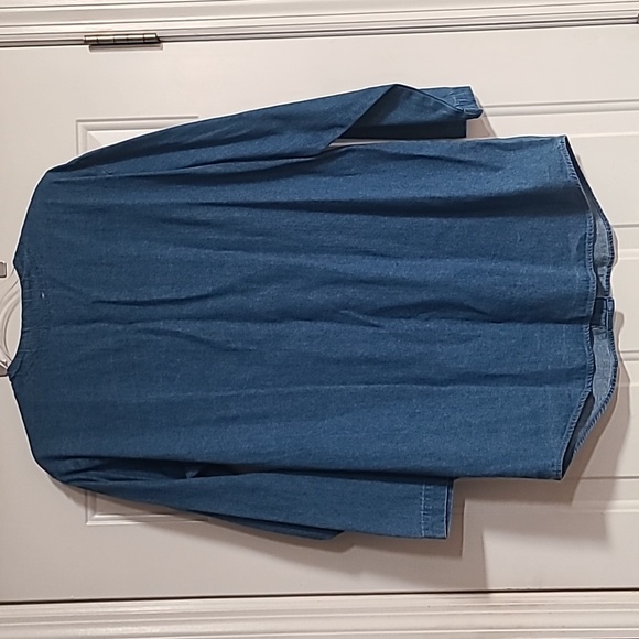 Vintage la Fete Denim Animal Leopard Print Beaded Blouse Jacket Button Up USA OS - Picture 4 of 4